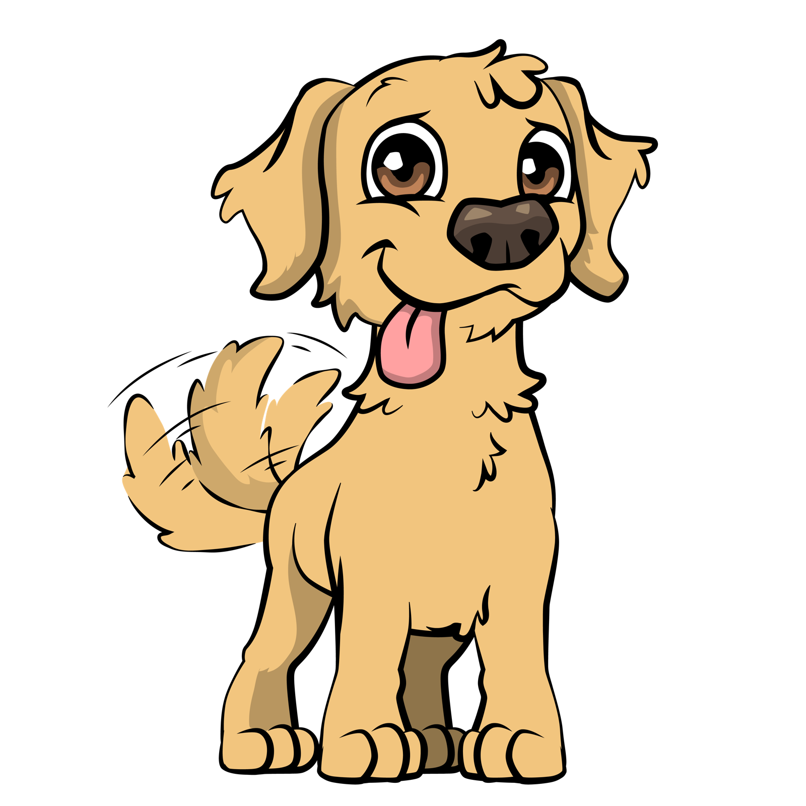 A full-body illustrated Golden Retriever puppy from Wumlo